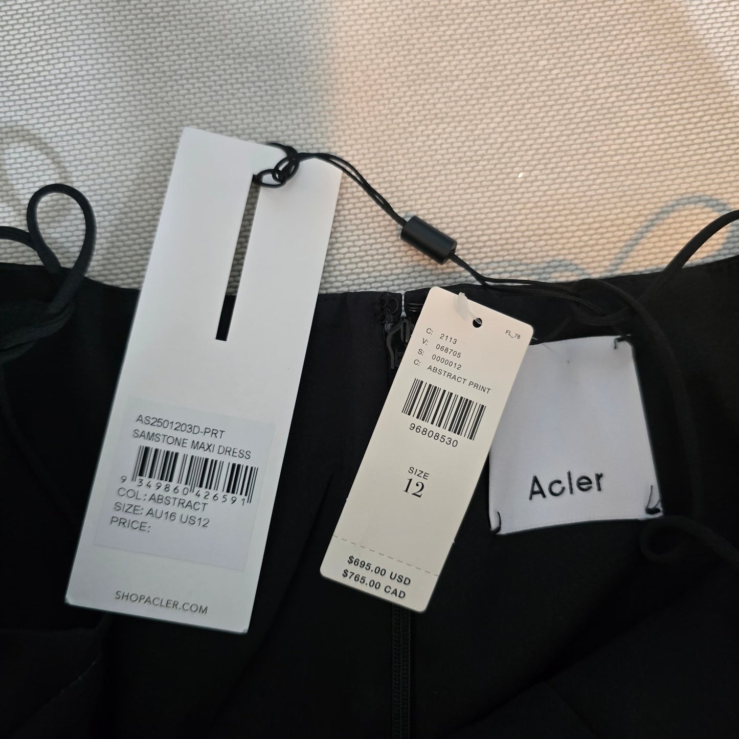 Acler Abstract Samstone Sleeveless A-Line Maxi Dress sz 12