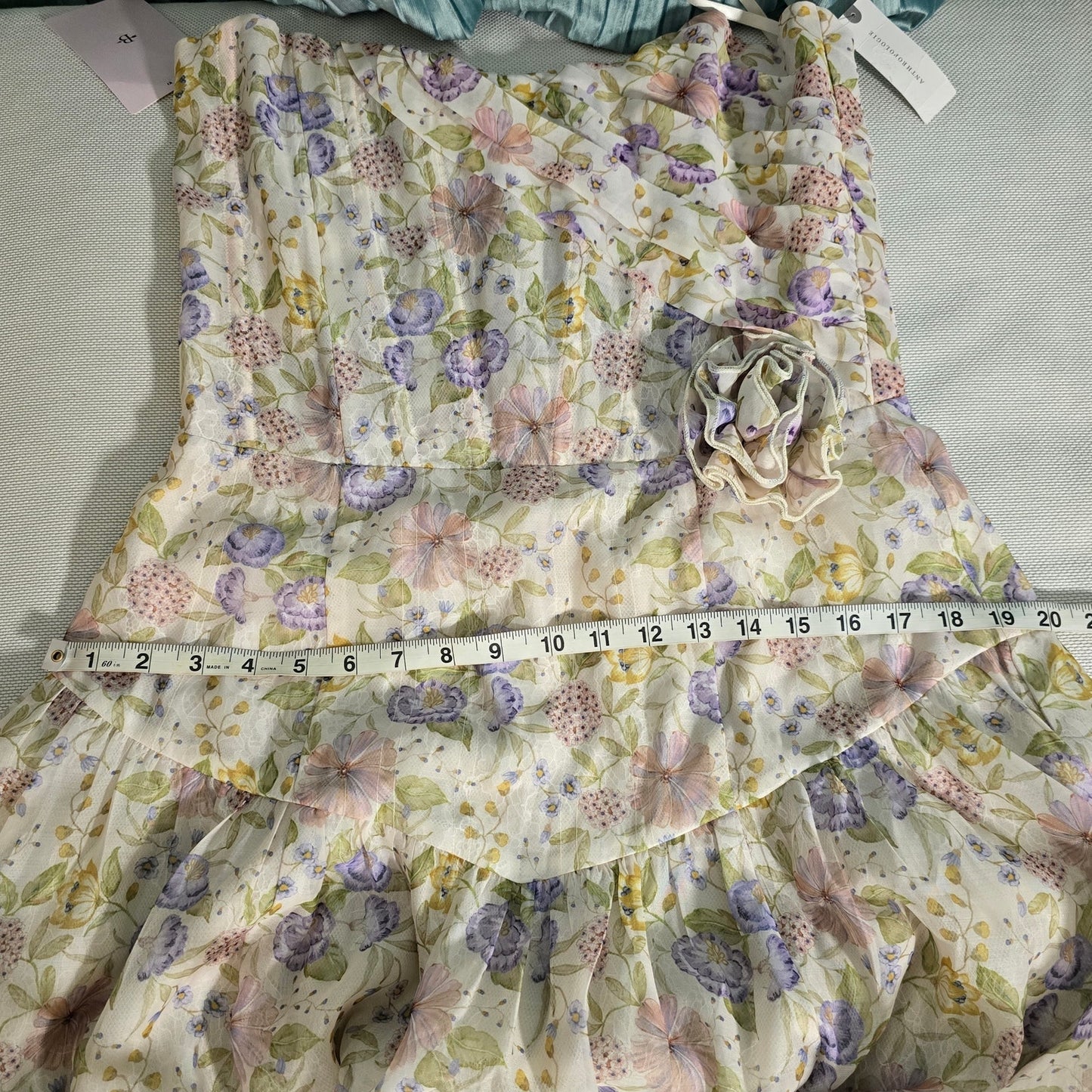 V. Chapman Rosamund Organza Strapless Sweetheart Corset Drop-Waist Maxi Gown Sz 12
