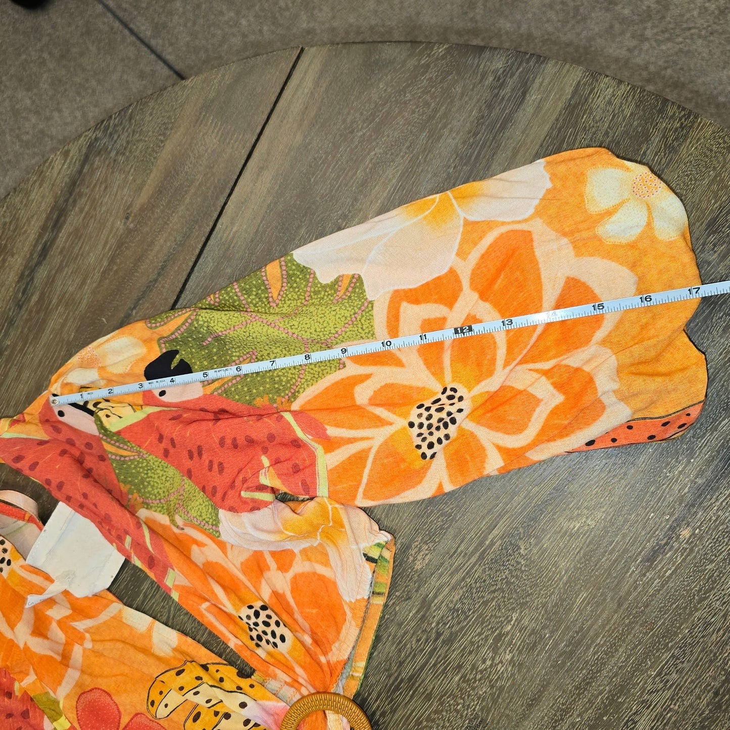 Z&L Orange Delia Boho Print Bubble 3/4 Sleeves Mini Dress Sz Small (0966)