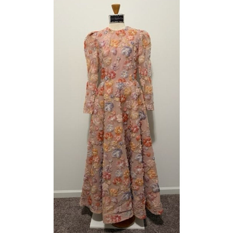 Anthropologie Helsi Tessa Long Sleeve Applique A-line Maxi Dress Sz M