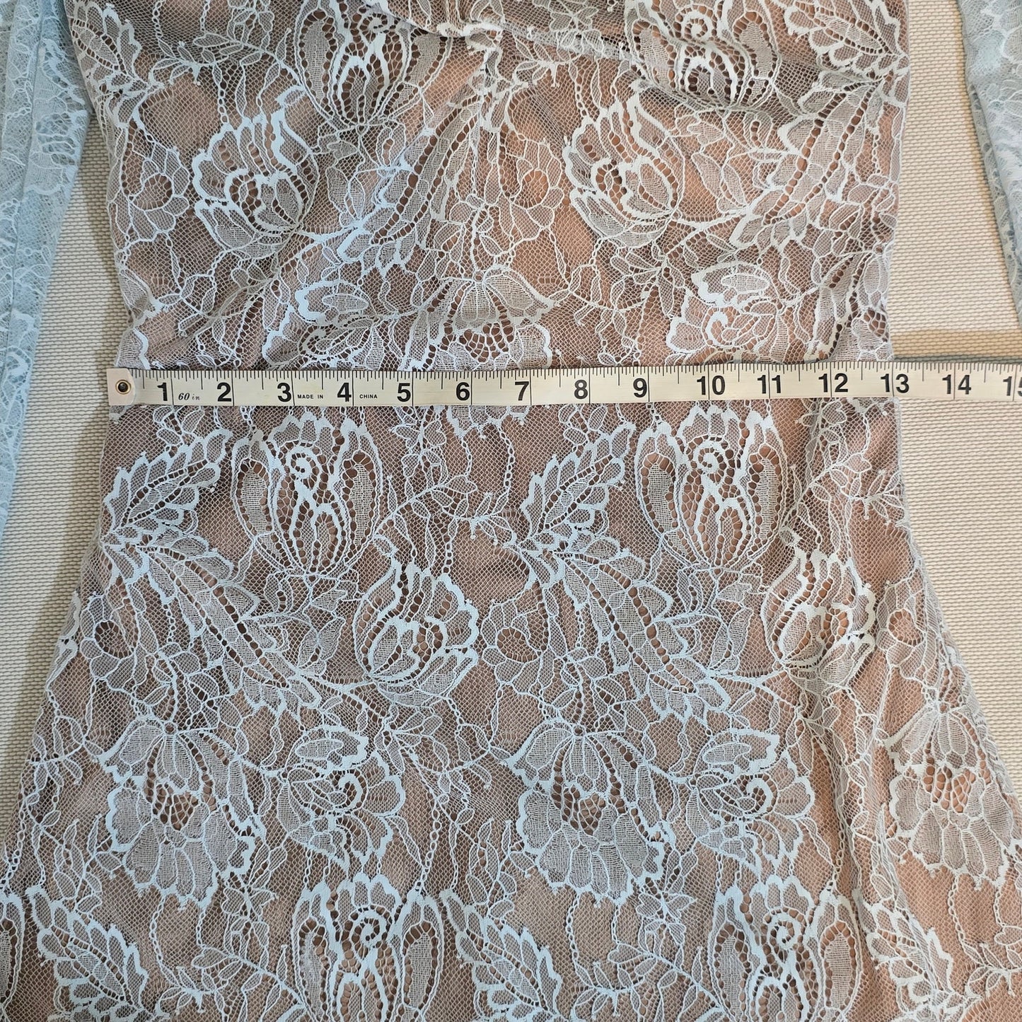 Retrofete Light Blue Nude Lining Aino Lace Mini Dress Sz XS