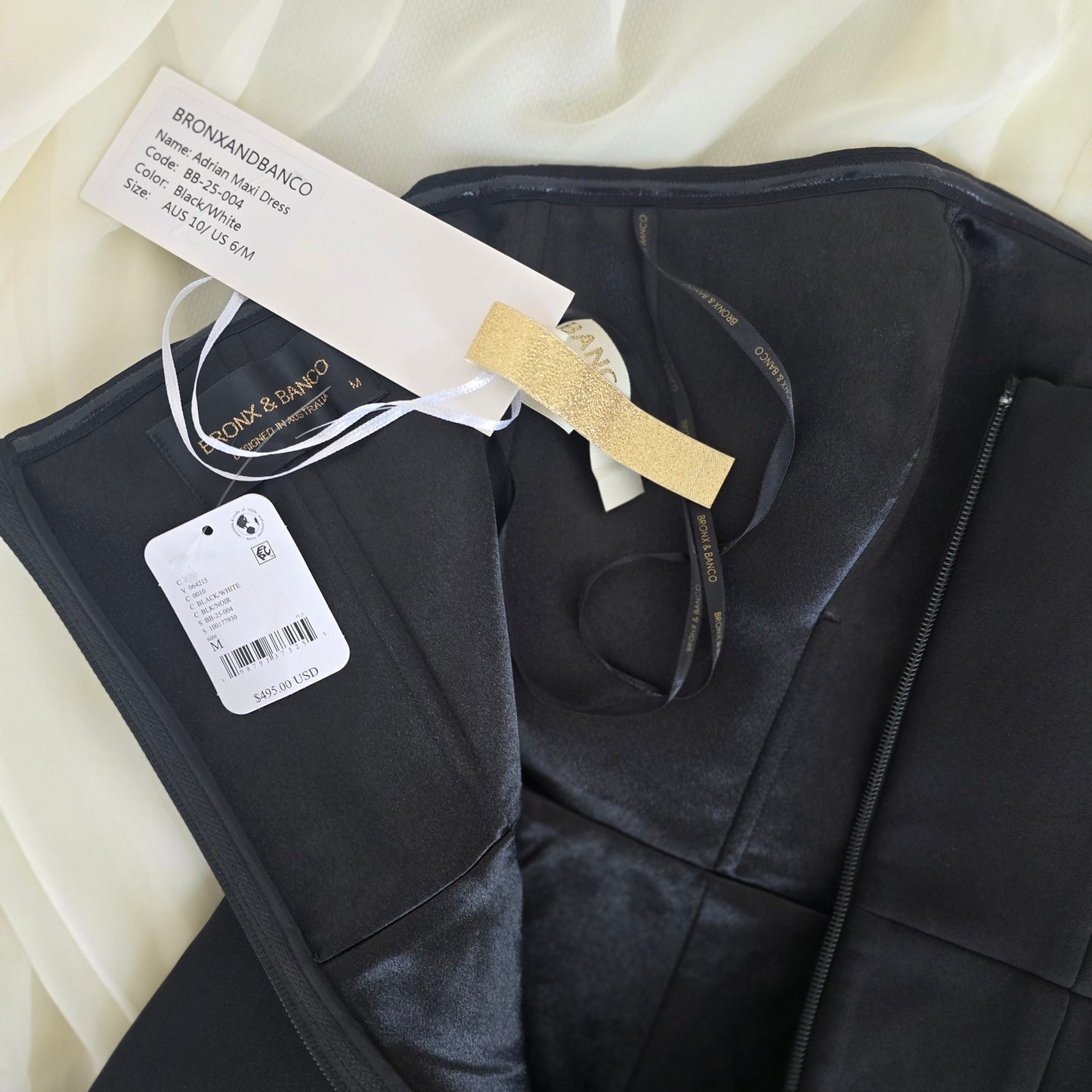 Bronx and Banco Adrian Strapless Drop-Waist Sheer bottom Maxi Dress Sz 6 Medium