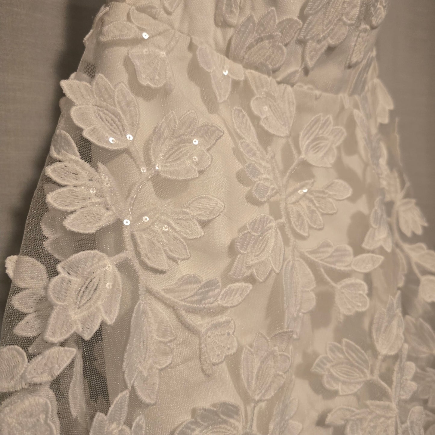 Helsi White Florence Strapless Embroidered A-Line Midi Dress Sz XS