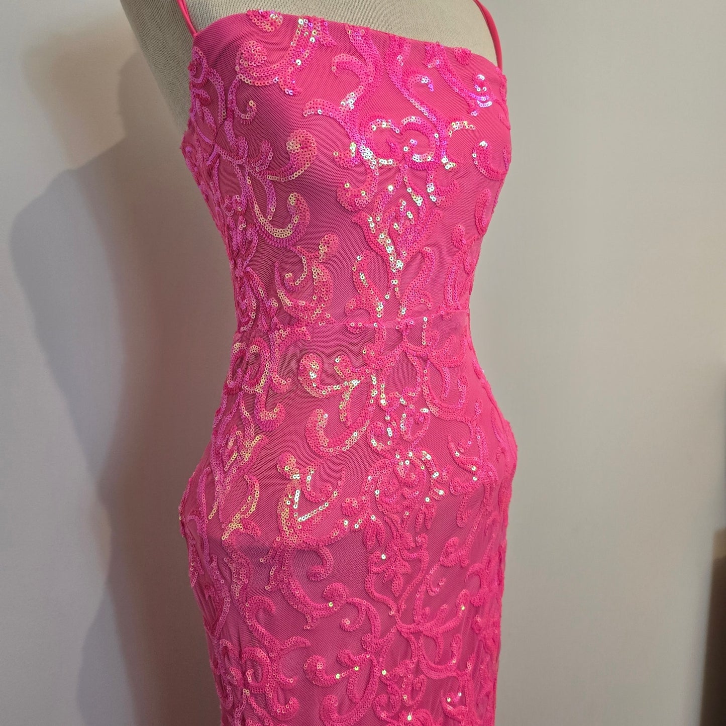 Windsor Pink Noemi Formal Sequin Sleeveless A-Line Dress Maxi Sz XSmall (760)