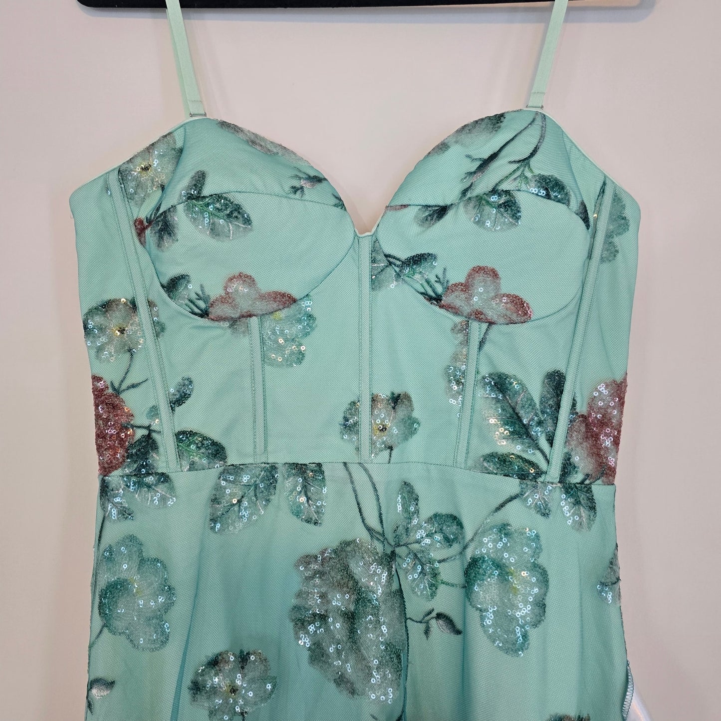 Dress The Population Carina Strapless Sweetheart Sequin Midi Dress Sz Large