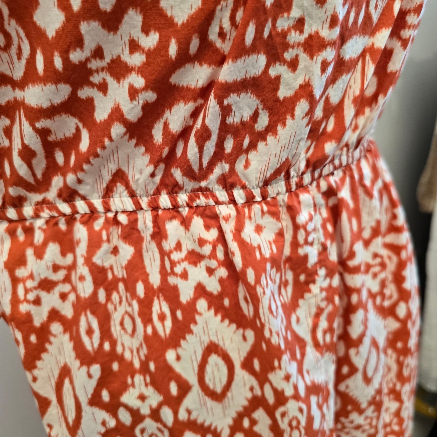 BB DAKOTA Orange Printed Short Sleeve Plunge Neckline Midi Dress Sz M (0956)