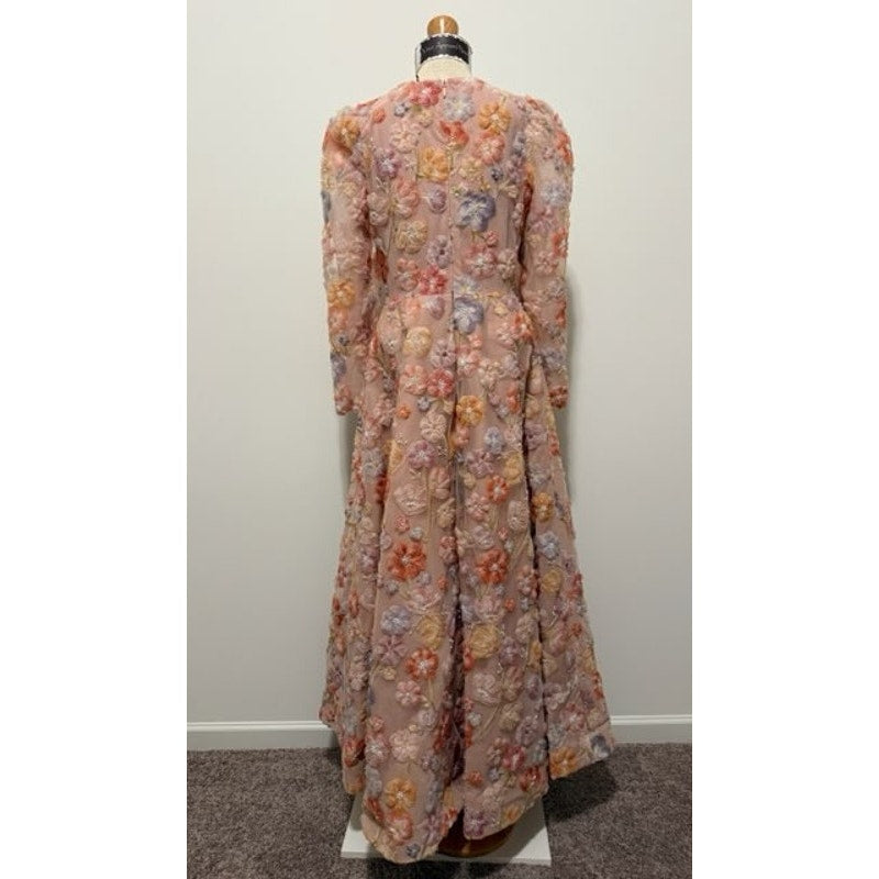 Anthropologie Helsi Tessa Long Sleeve Applique A-line Maxi Dress Sz M