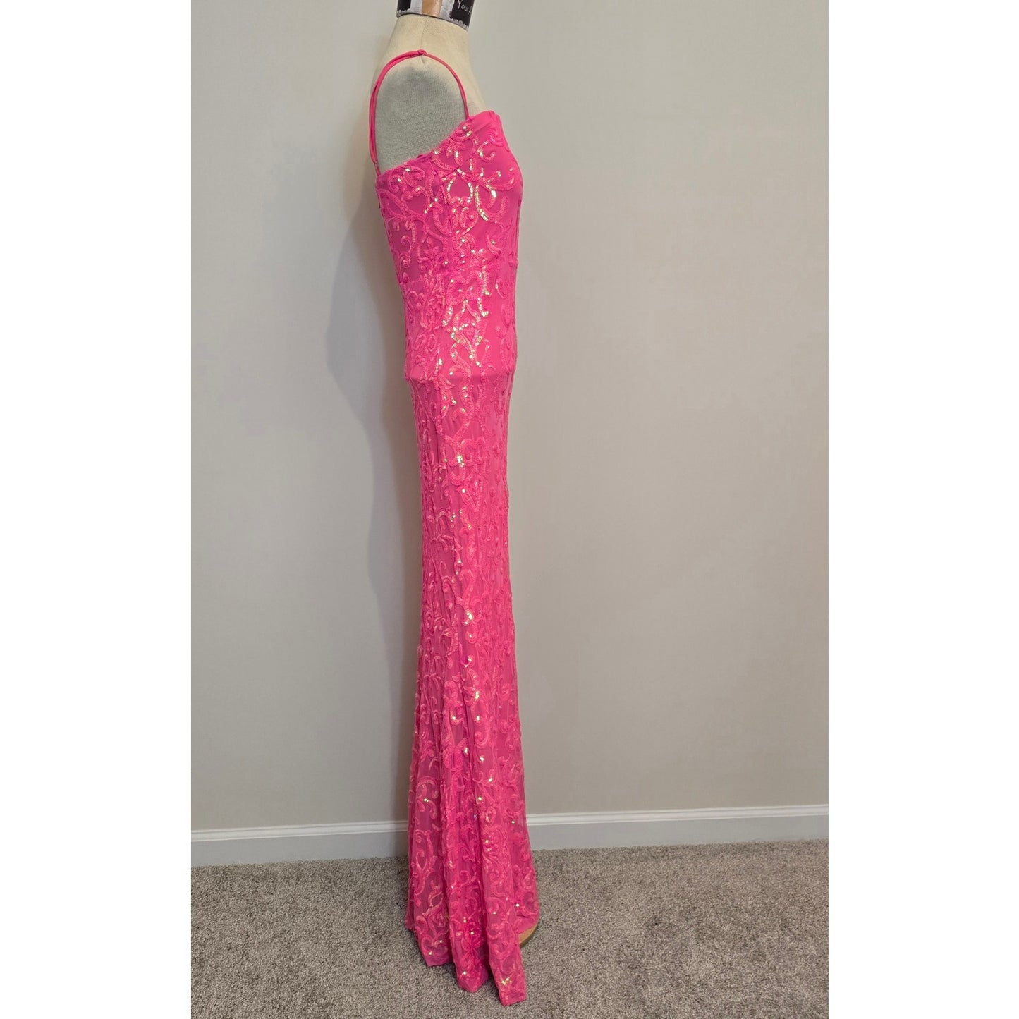 Windsor Pink Noemi Formal Sequin Sleeveless A-Line Dress Maxi Sz XSmall (760)