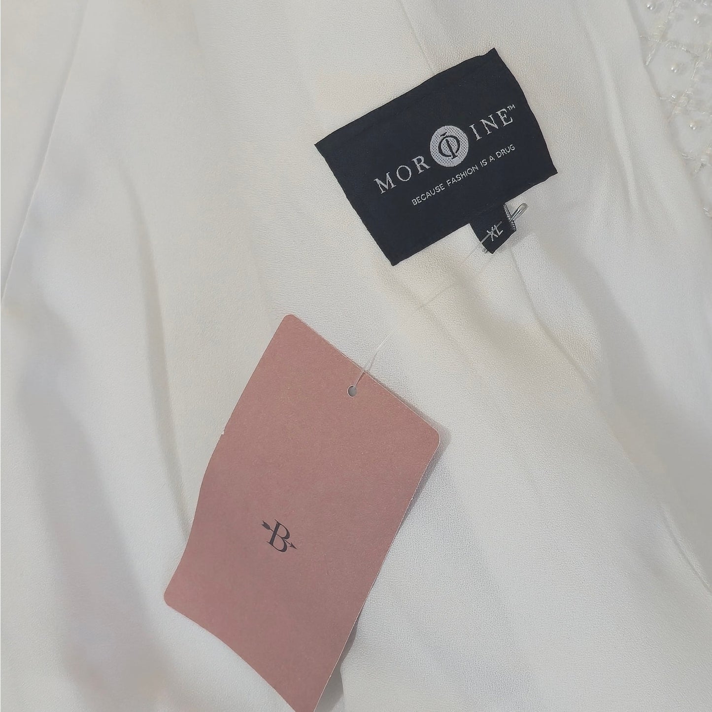 Morpine Fashion White Hypnotized Pearl Crystal Jacket Blazer Sz XL