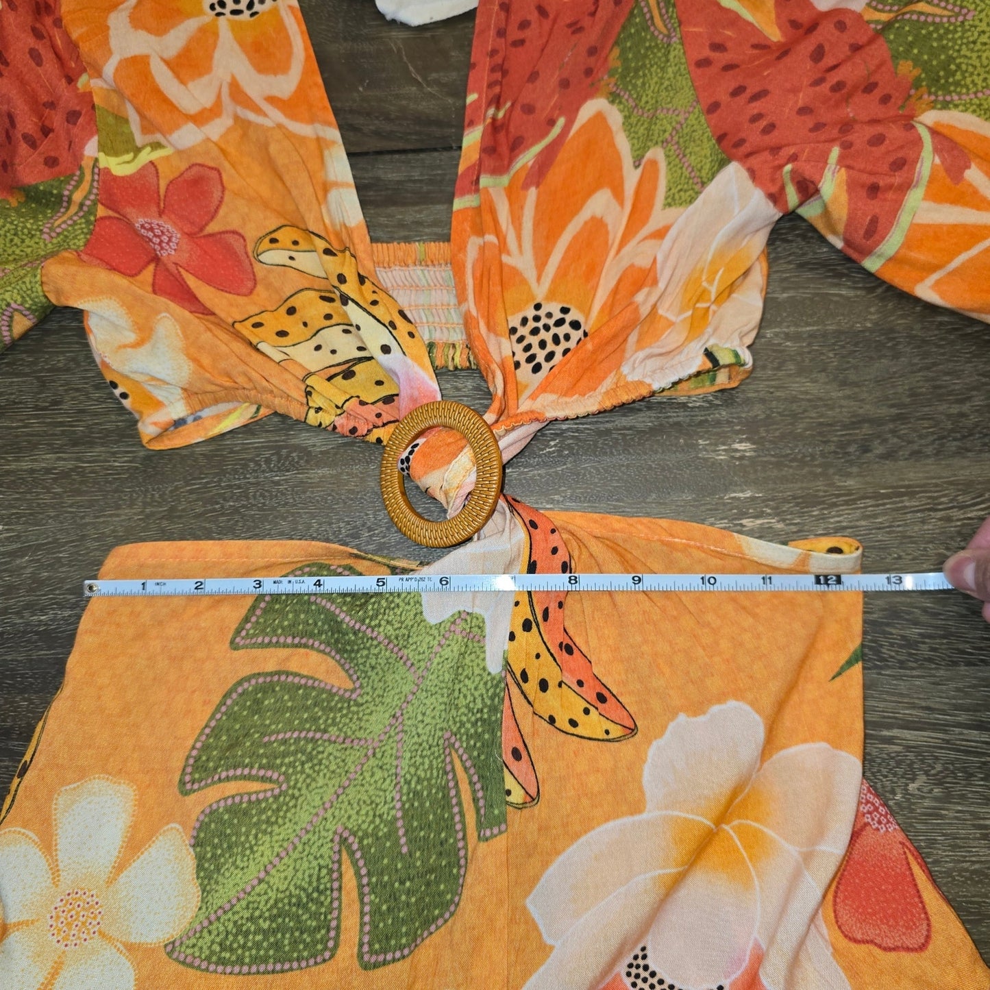 Z&L Orange Delia Boho Print Bubble 3/4 Sleeves Mini Dress Sz Small (0966)
