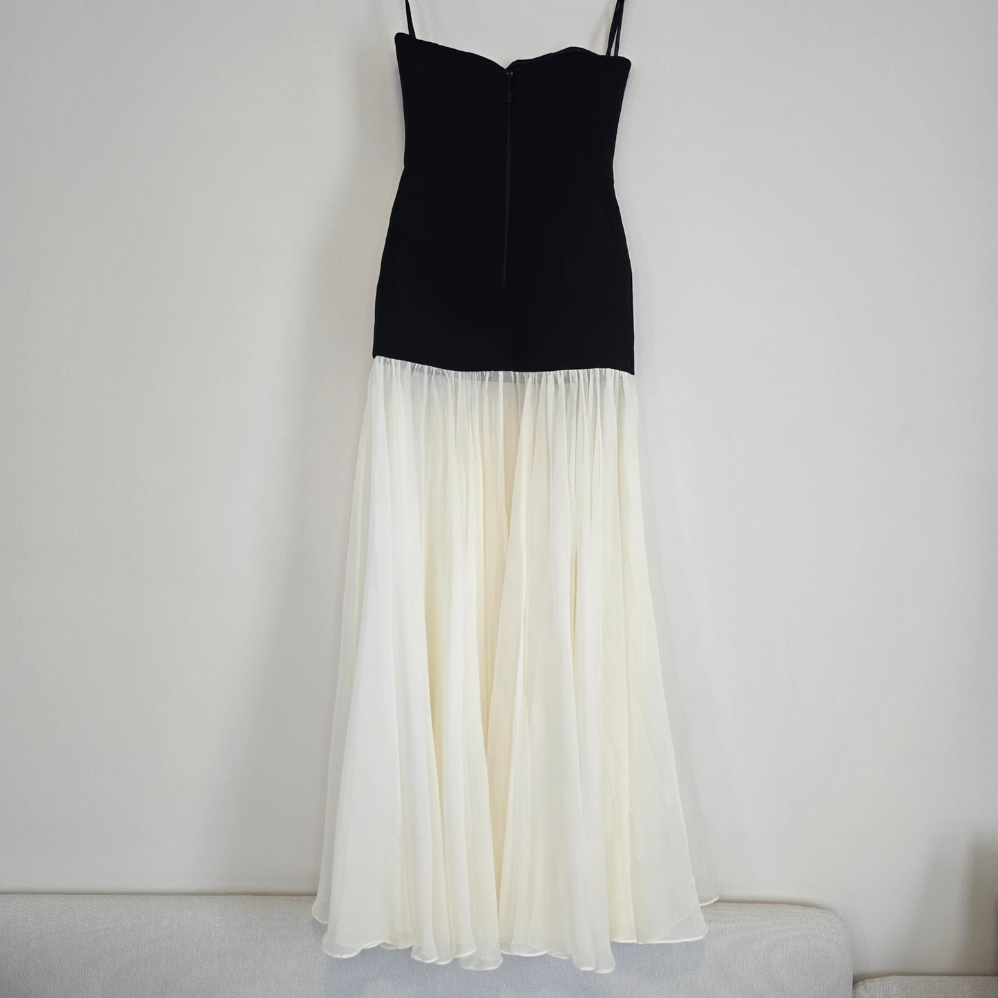 Bronx and Banco Adrian Strapless Drop-Waist Sheer bottom Maxi Dress Sz 6 Medium