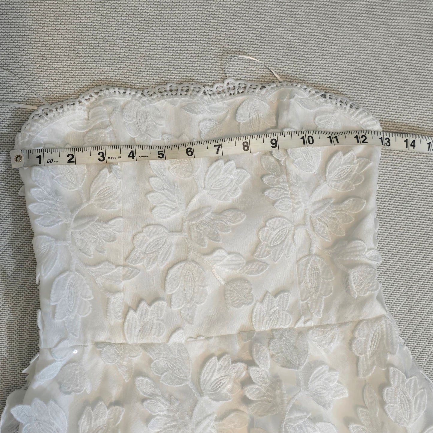 Helsi White Florence Strapless Embroidered A-Line Midi Dress Sz XS