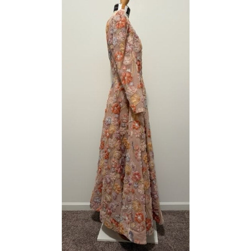 Anthropologie Helsi Tessa Long Sleeve Applique A-line Maxi Dress Sz M