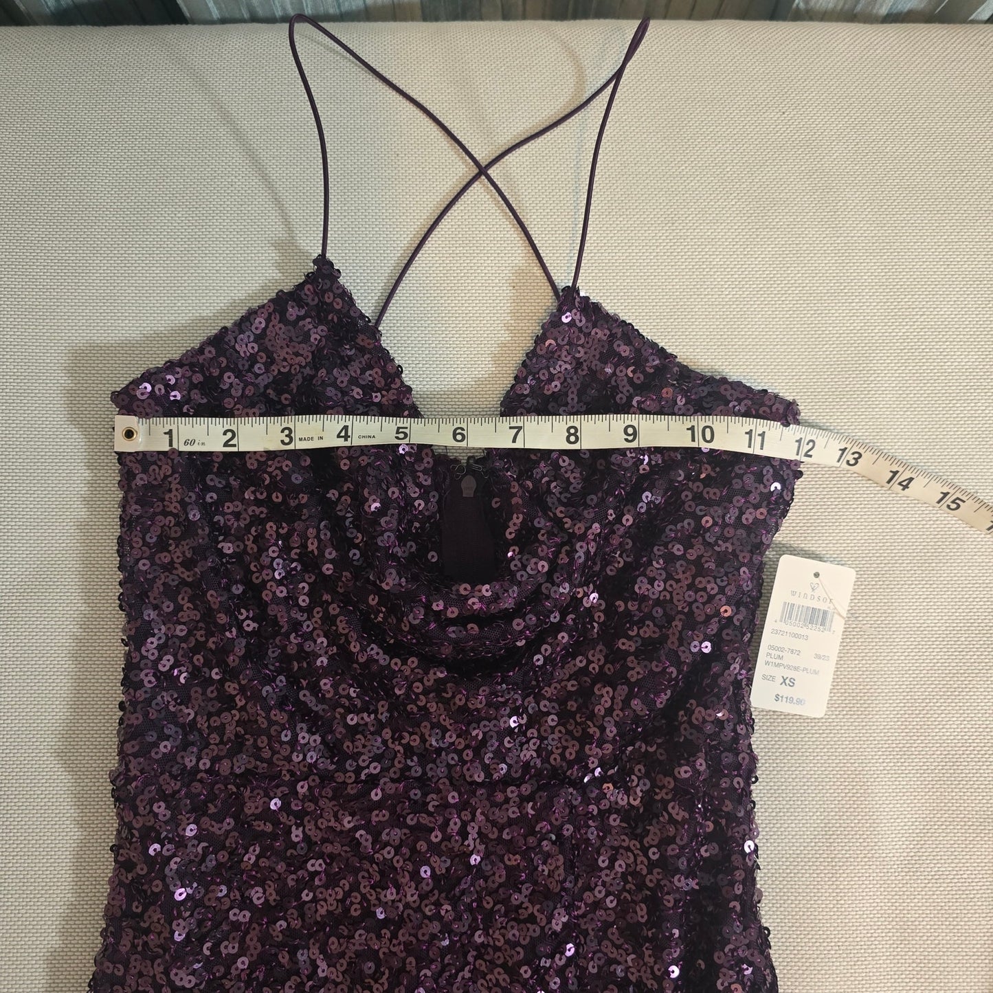 Plum Esperanza Formal Sleeveless A-line Front Slit Sequin Long Dress Sz XS