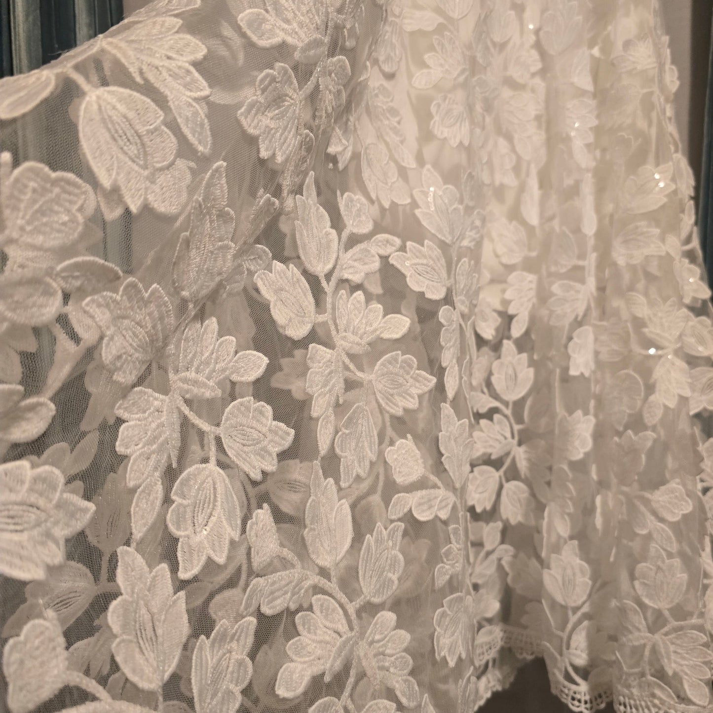 Helsi White Florence Strapless Embroidered A-Line Midi Dress Sz XS