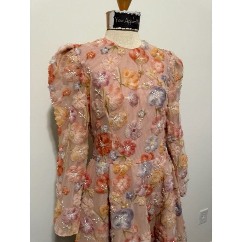 Anthropologie Helsi Tessa Long Sleeve Applique A-line Maxi Dress Sz M