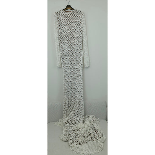 Daughters of Simone Hollis Lace Open Back Wedding Gown Bridal Bohemian XL NWT