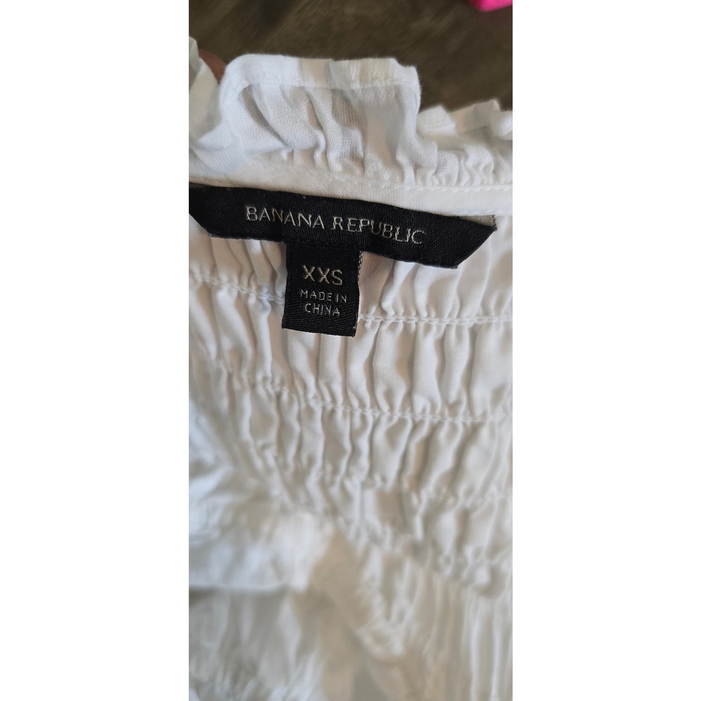 Banana Republic Women's White Flutter Sleeves Smocked Midi Dress Sz XXS (0955)