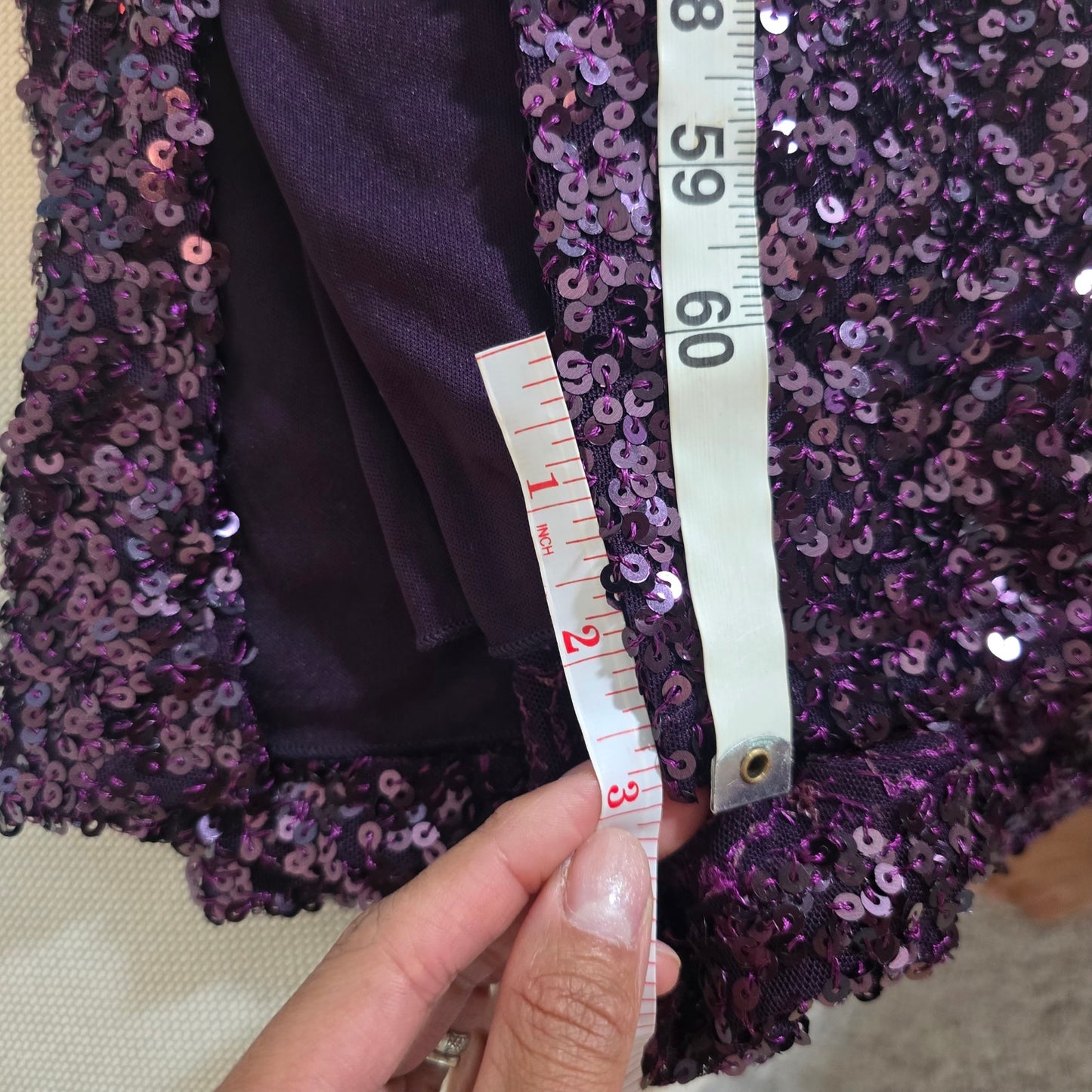 Plum Esperanza Formal Sleeveless A-line Front Slit Sequin Long Dress Sz S