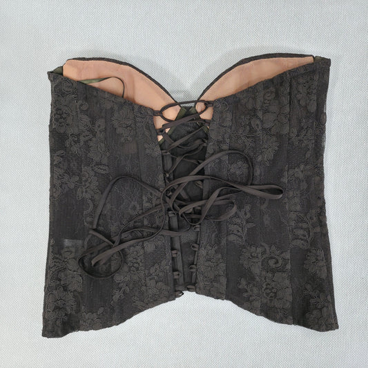 V. Chapman Chocolate Carolena Corset Top ONLY Chantilly Lace Sz 6 NWOT