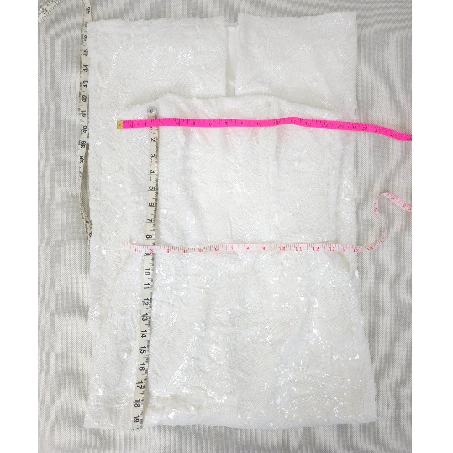 Helsi White Leslie Strapless Sequin Lace Column Midi Dress Sz Medium