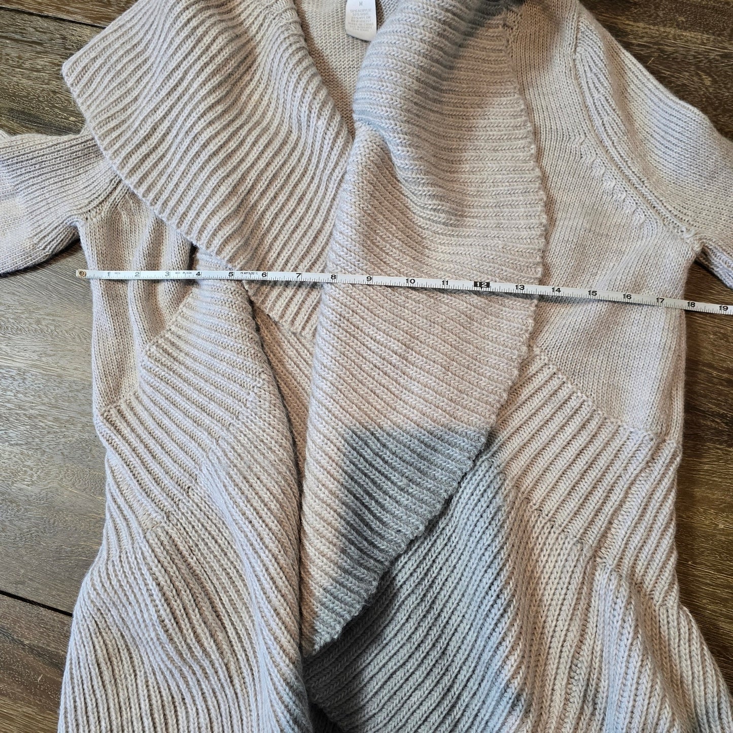 Design History Women's Gray Open Shawl Neck Open Chunky Cardigan Sz M (787)