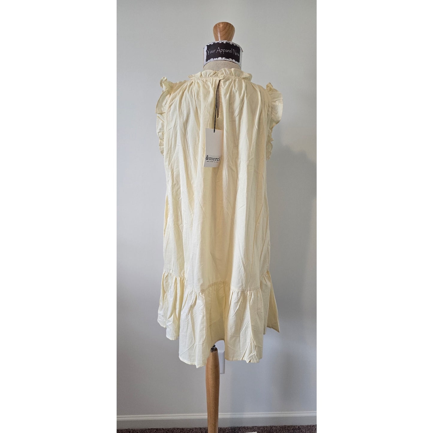 &merci Women's Yellow Baby Doll Mini Dress Sz Large (0953)