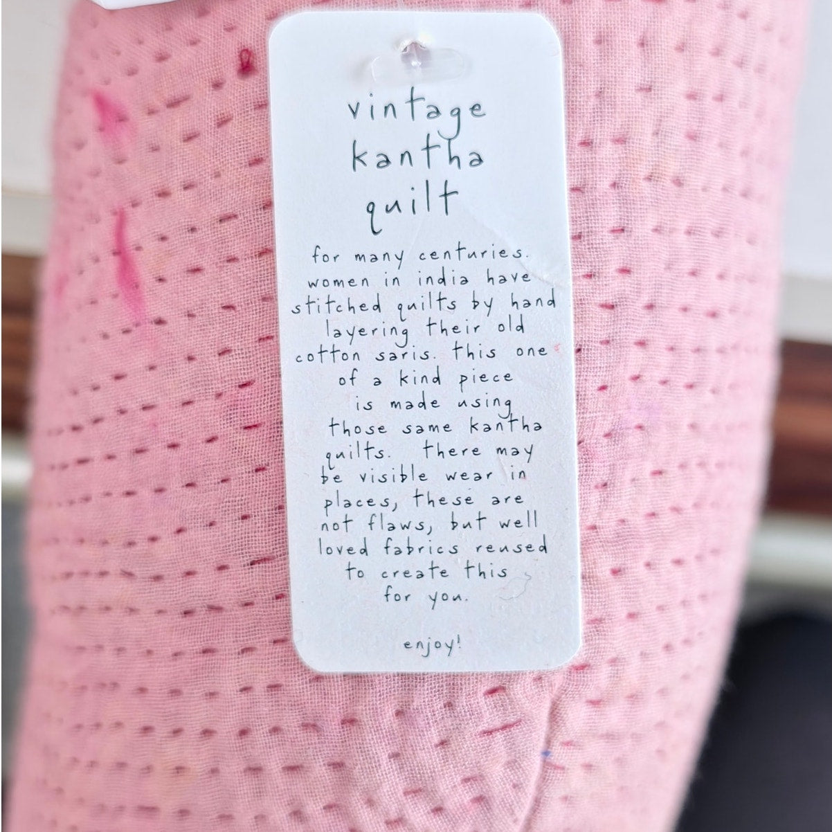 Free People Pink hues Vintage Kantha Quilt Bear