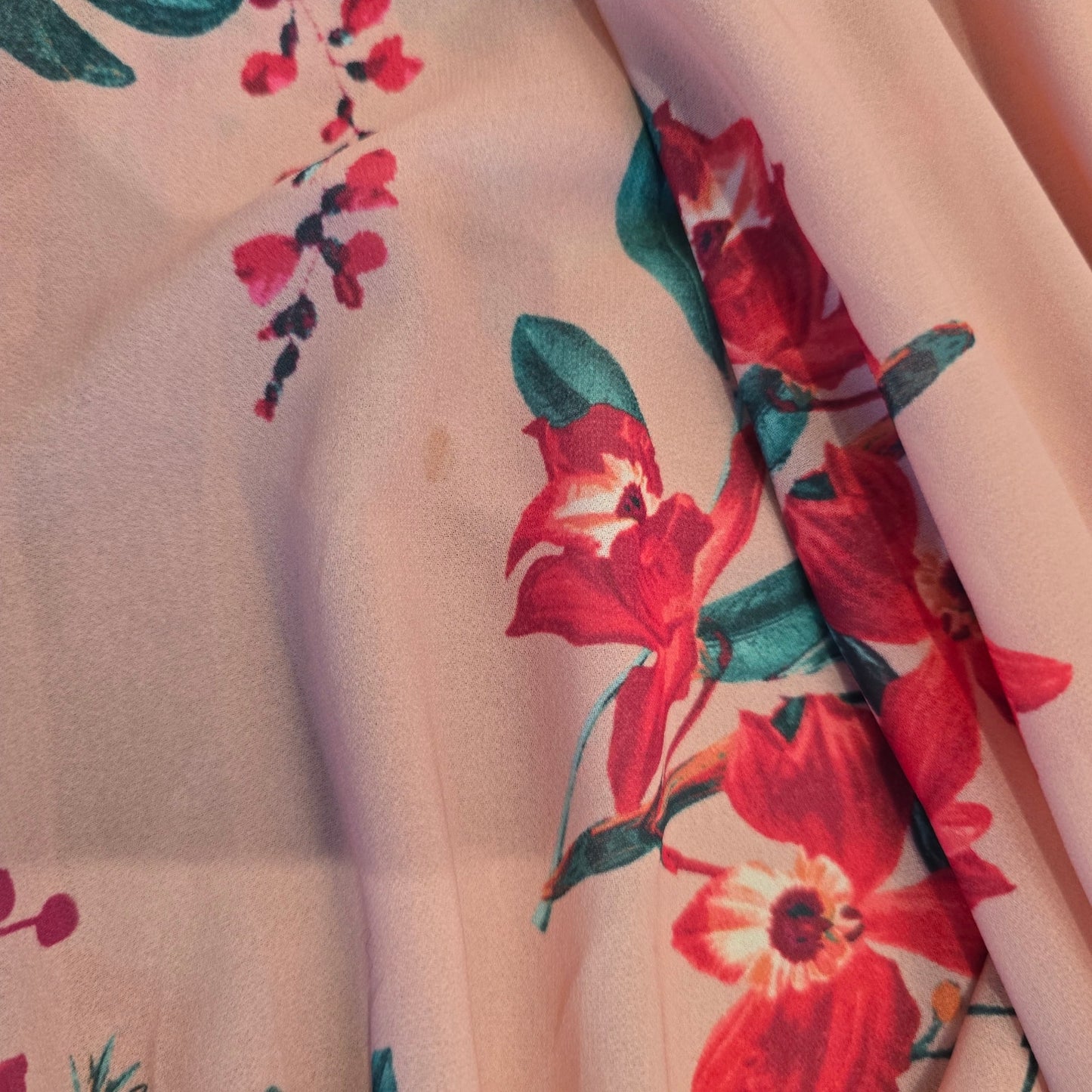 VICI Pink Floral Print Long Sleeve Ruffle & backless Maxi Dress Sz Medium