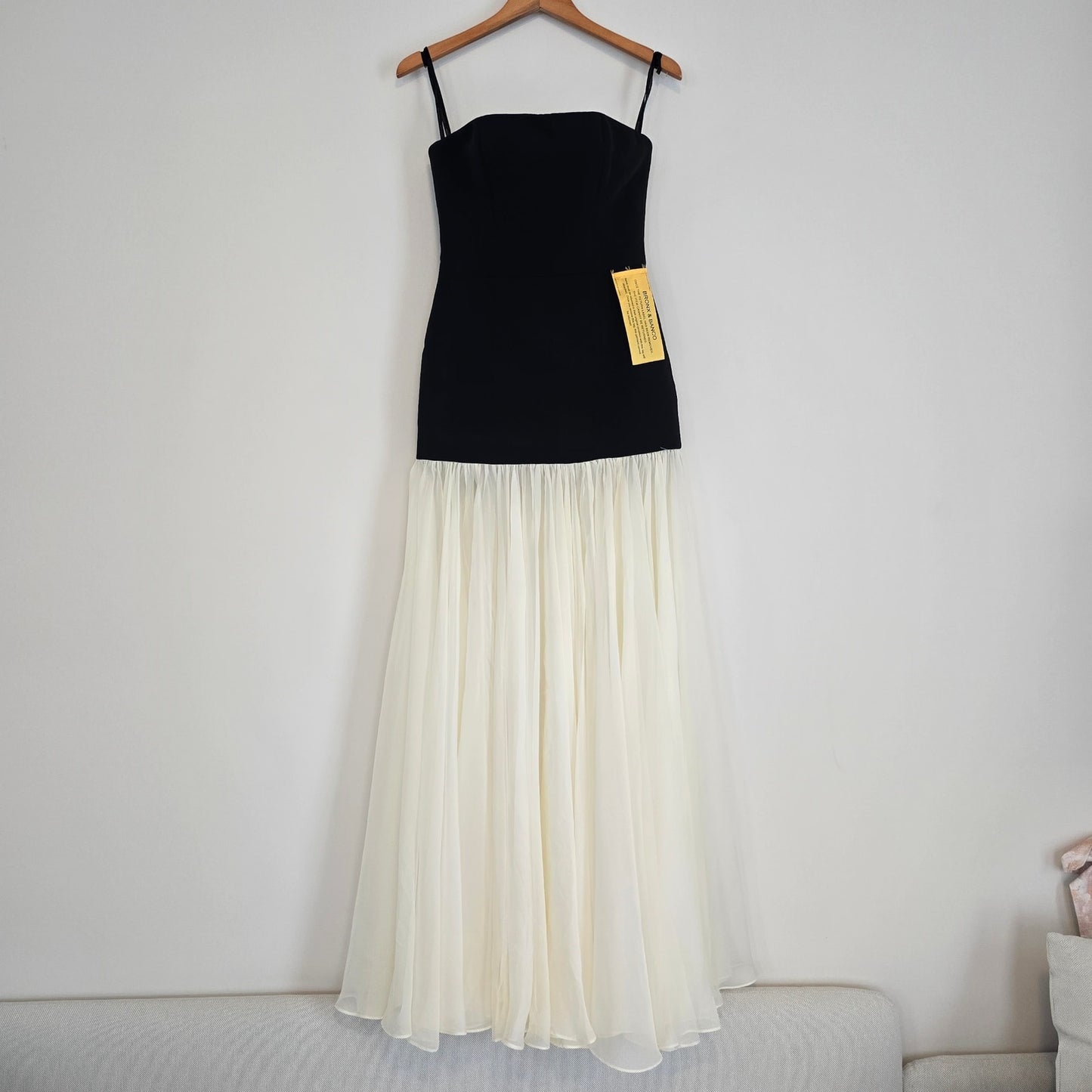 Bronx and Banco Adrian Strapless Drop-Waist Sheer bottom Maxi Dress Sz 6 Medium