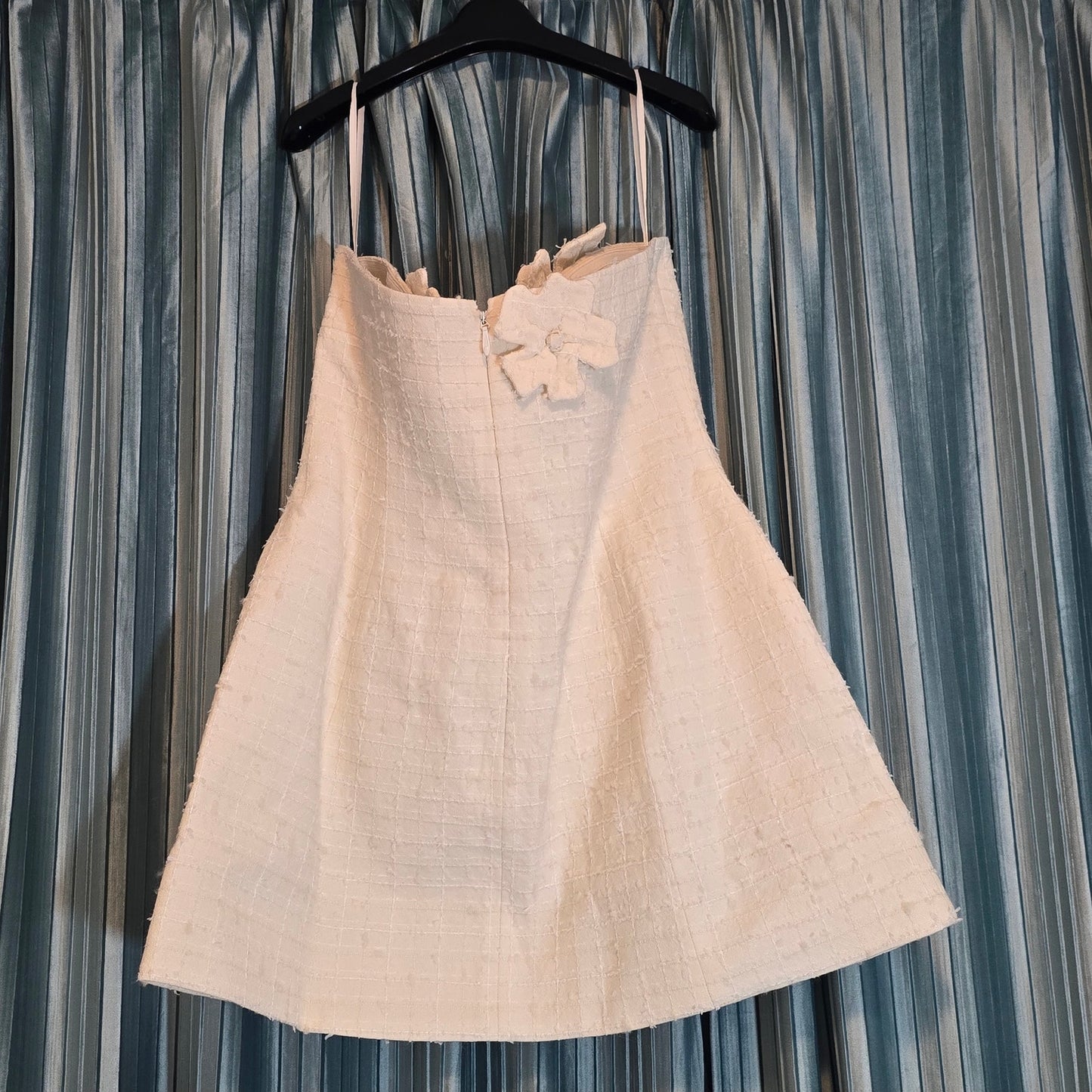 LEO LIN Snow Rosario Strapless Floral Appliqué Tweed Mini Dress Sz 12 NWT