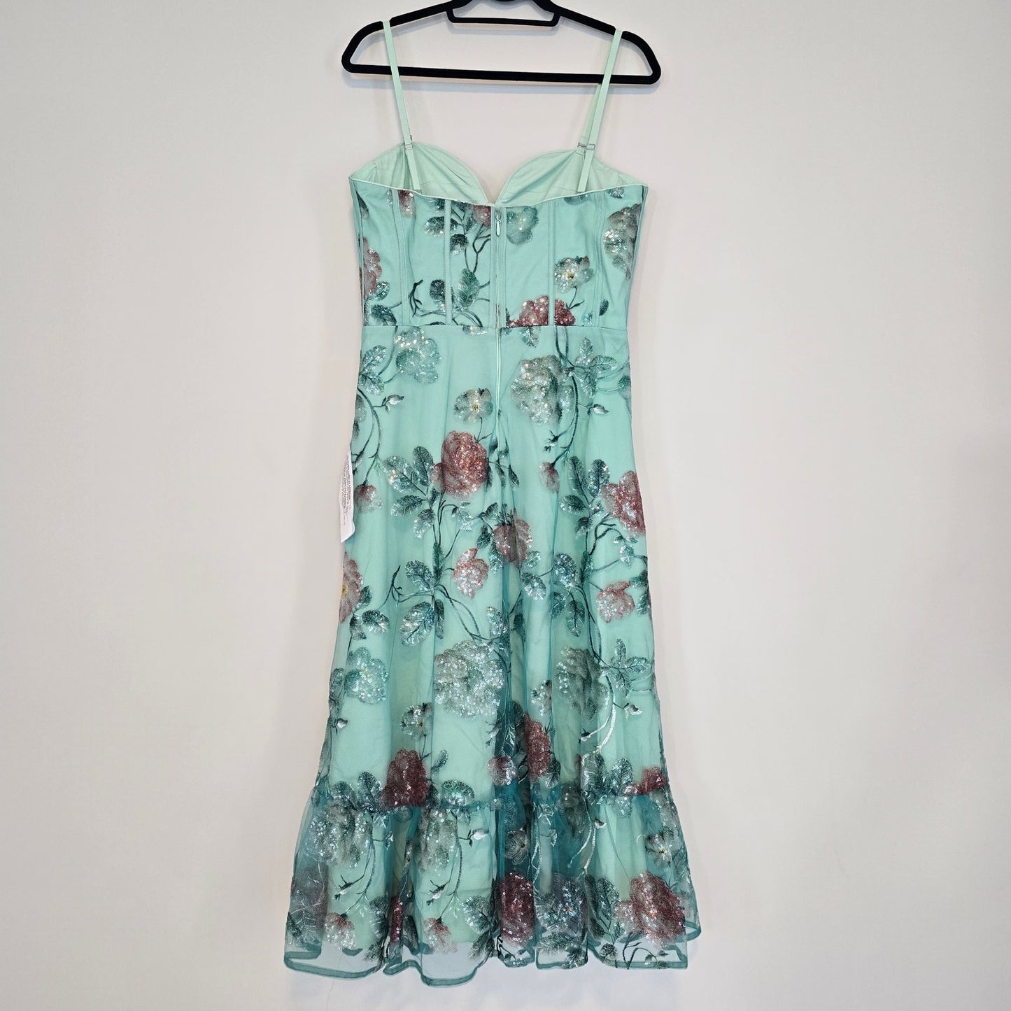 Dress The Population Carina Strapless Sweetheart Sequin Midi Dress Sz Large