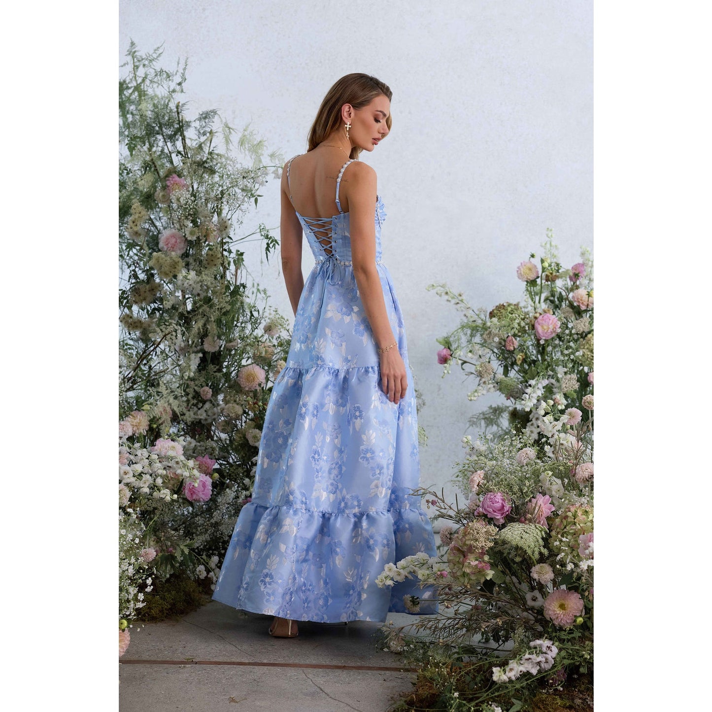 Anthropologie V. Chapman Lucetta Corset Tiered Maxi Dress Sz 8