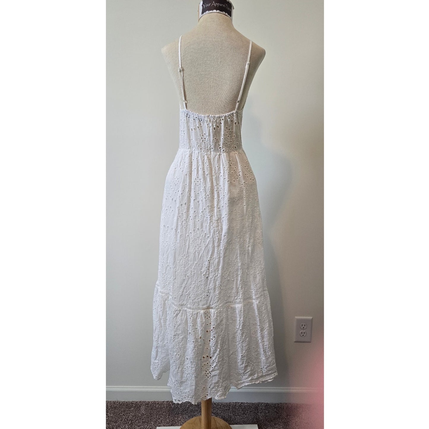 Simplee Women Sleeveless White Eyelet Maxi Summer Dress Sz Small (0992)