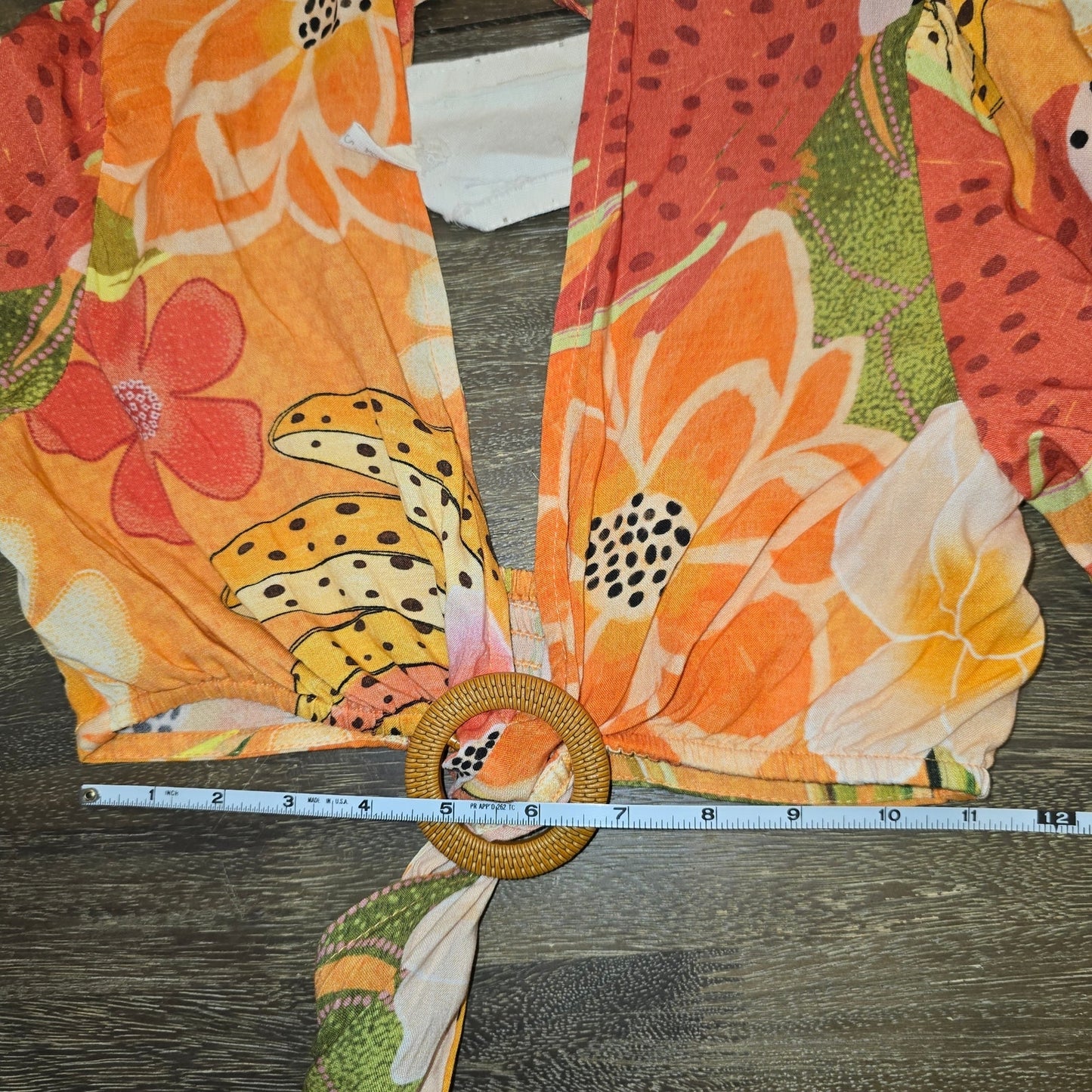 Z&L Orange Delia Boho Print Bubble 3/4 Sleeves Mini Dress Sz Small (0966)
