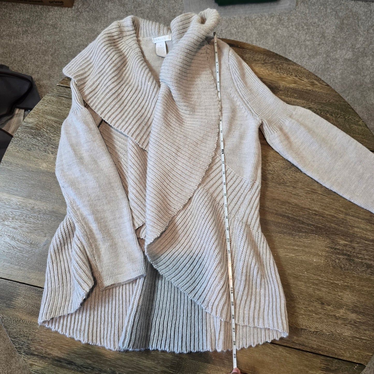 Design History Women's Gray Open Shawl Neck Open Chunky Cardigan Sz M (787)