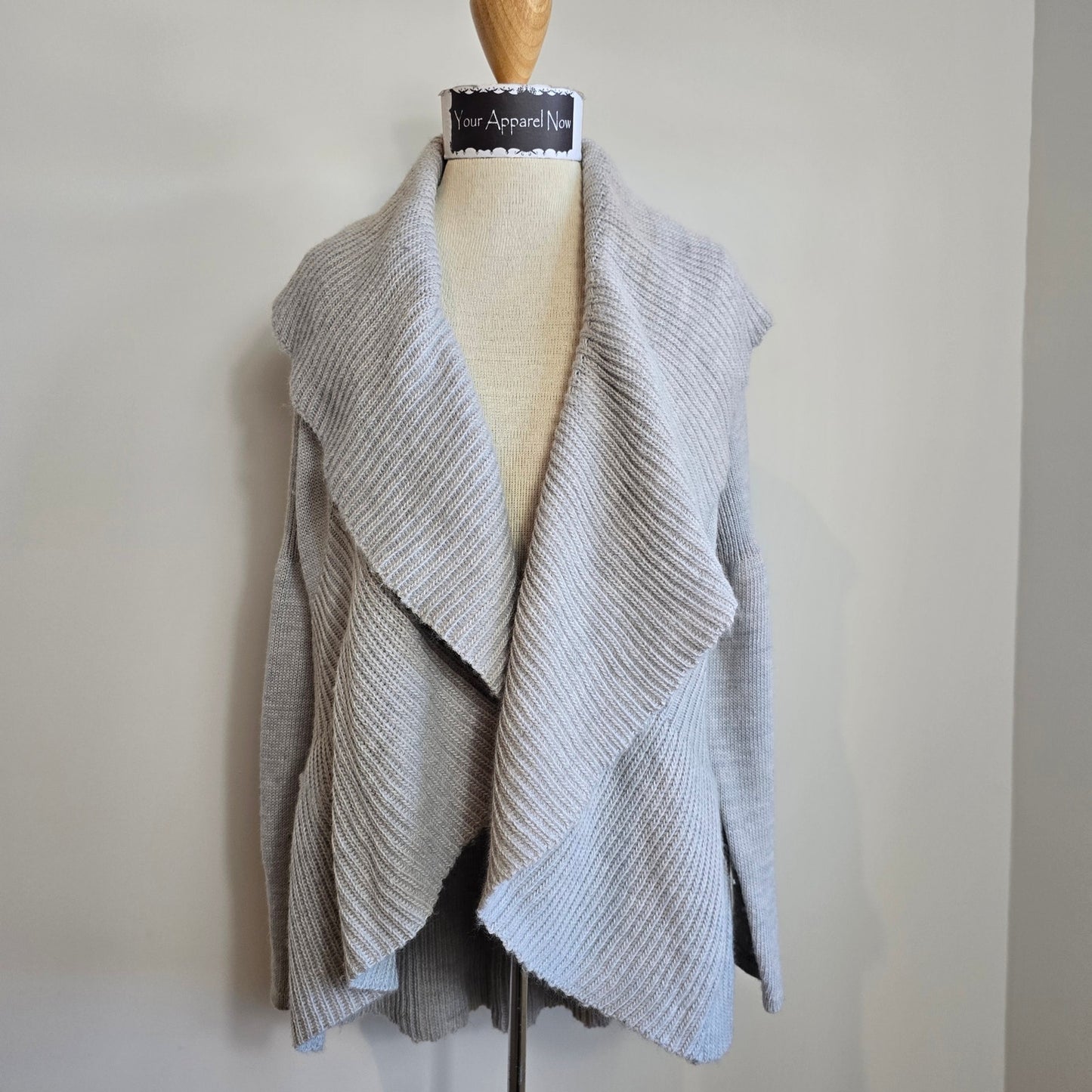 Design History Women's Gray Open Shawl Neck Open Chunky Cardigan Sz M (787)