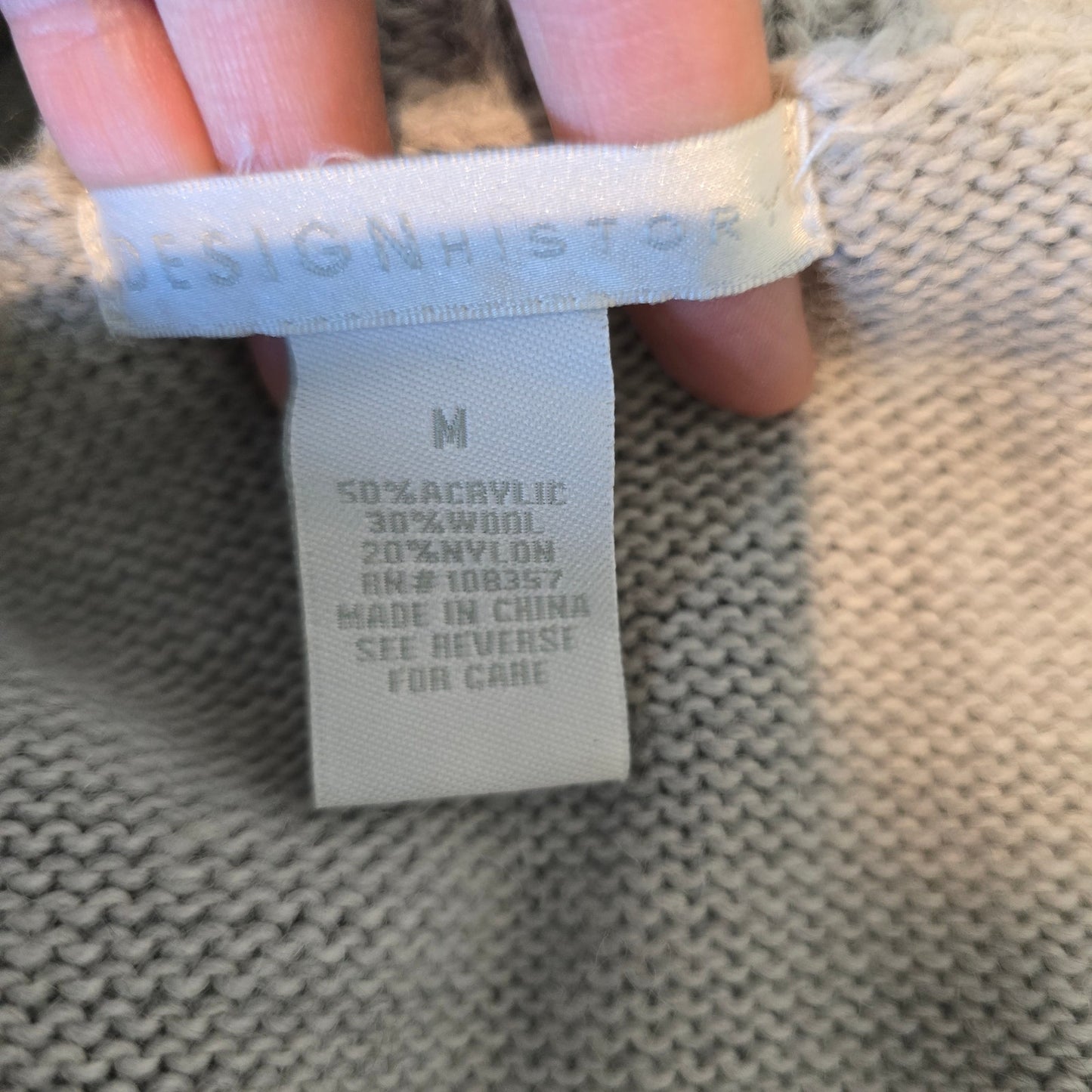 Design History Women's Gray Open Shawl Neck Open Chunky Cardigan Sz M (787)