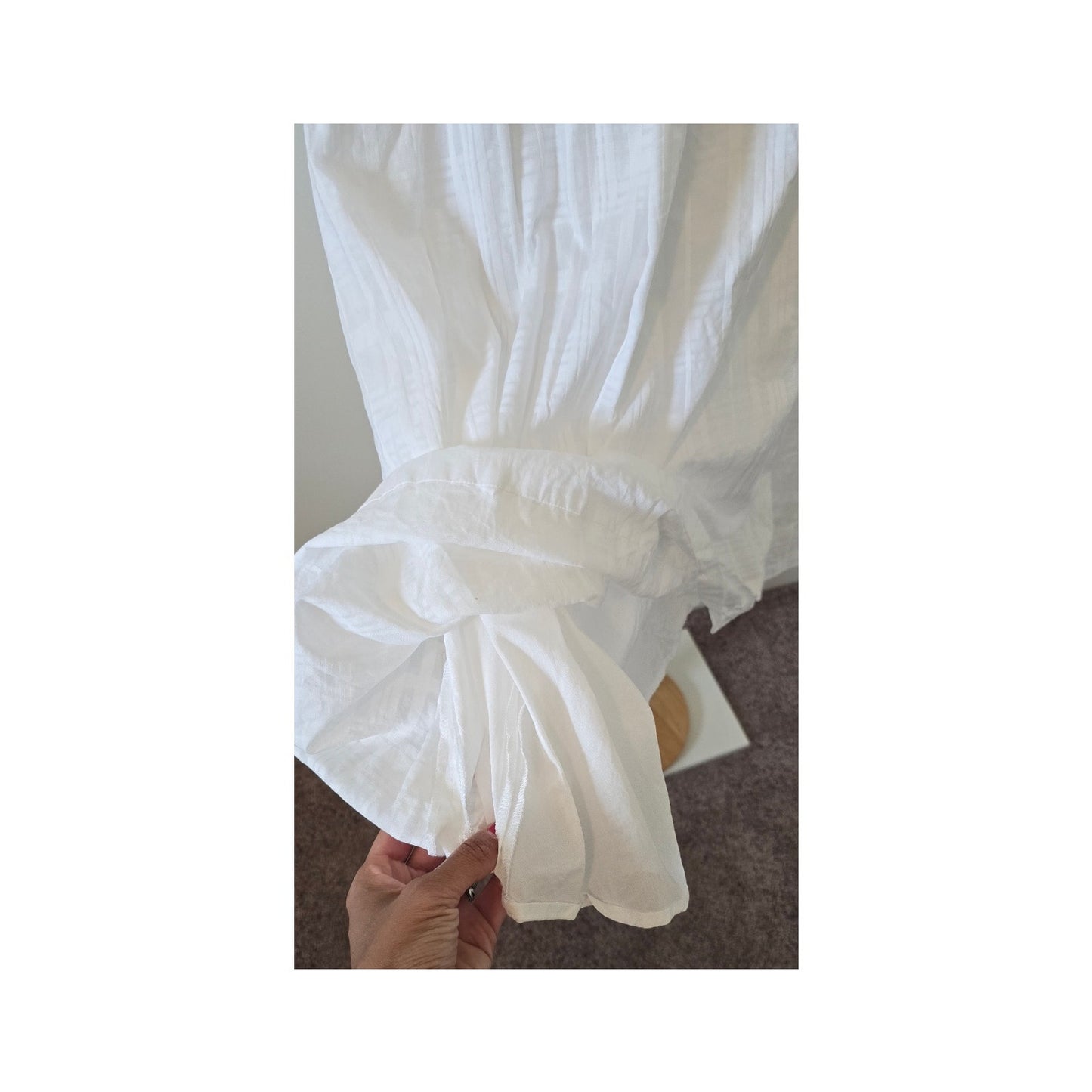Banana Republic Women's White Flutter Sleeves Smocked Midi Dress Sz XXS (0955)