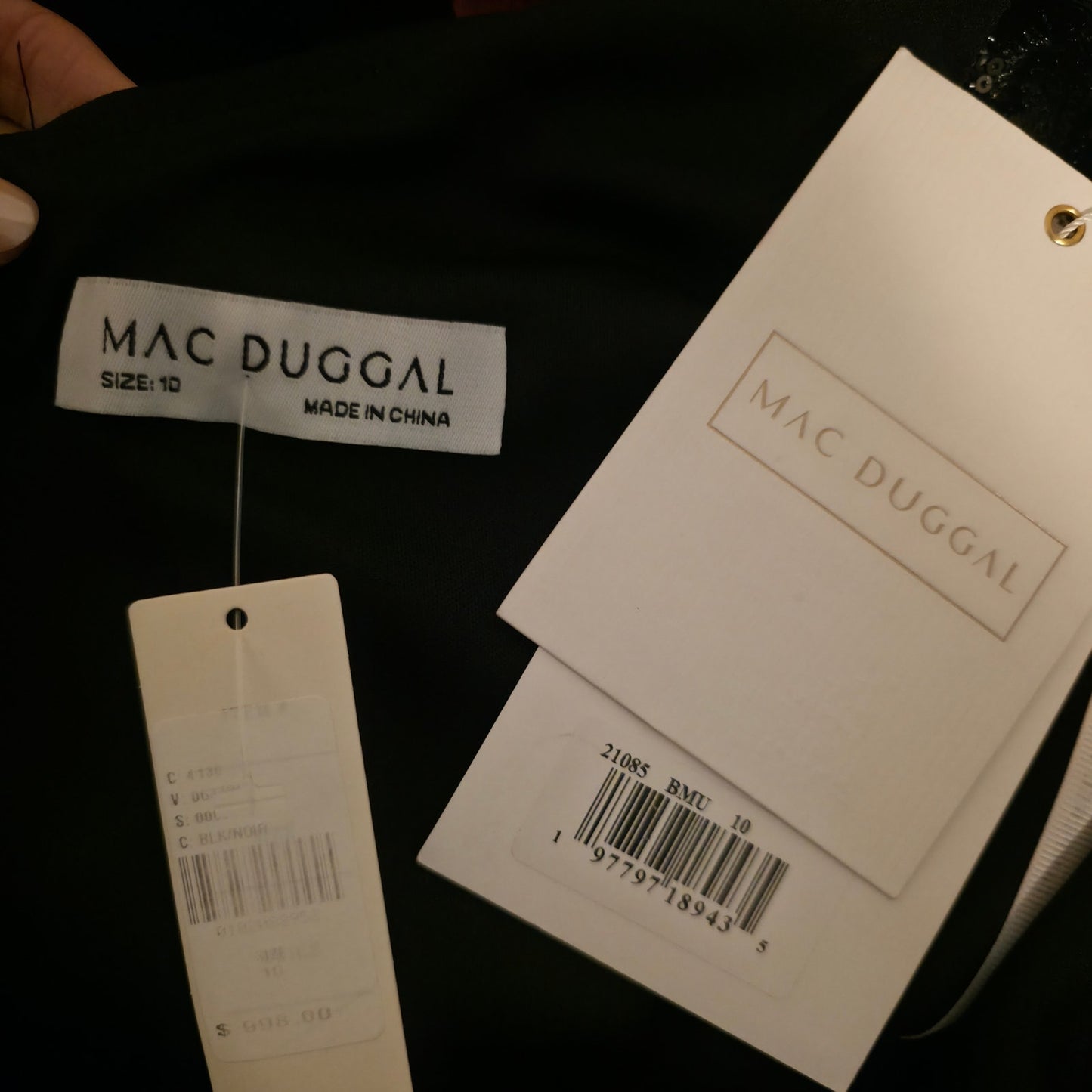 Mac Duggal Sleeveless Sequin Floral Appliqué Midi Dress Sz 10 NWT