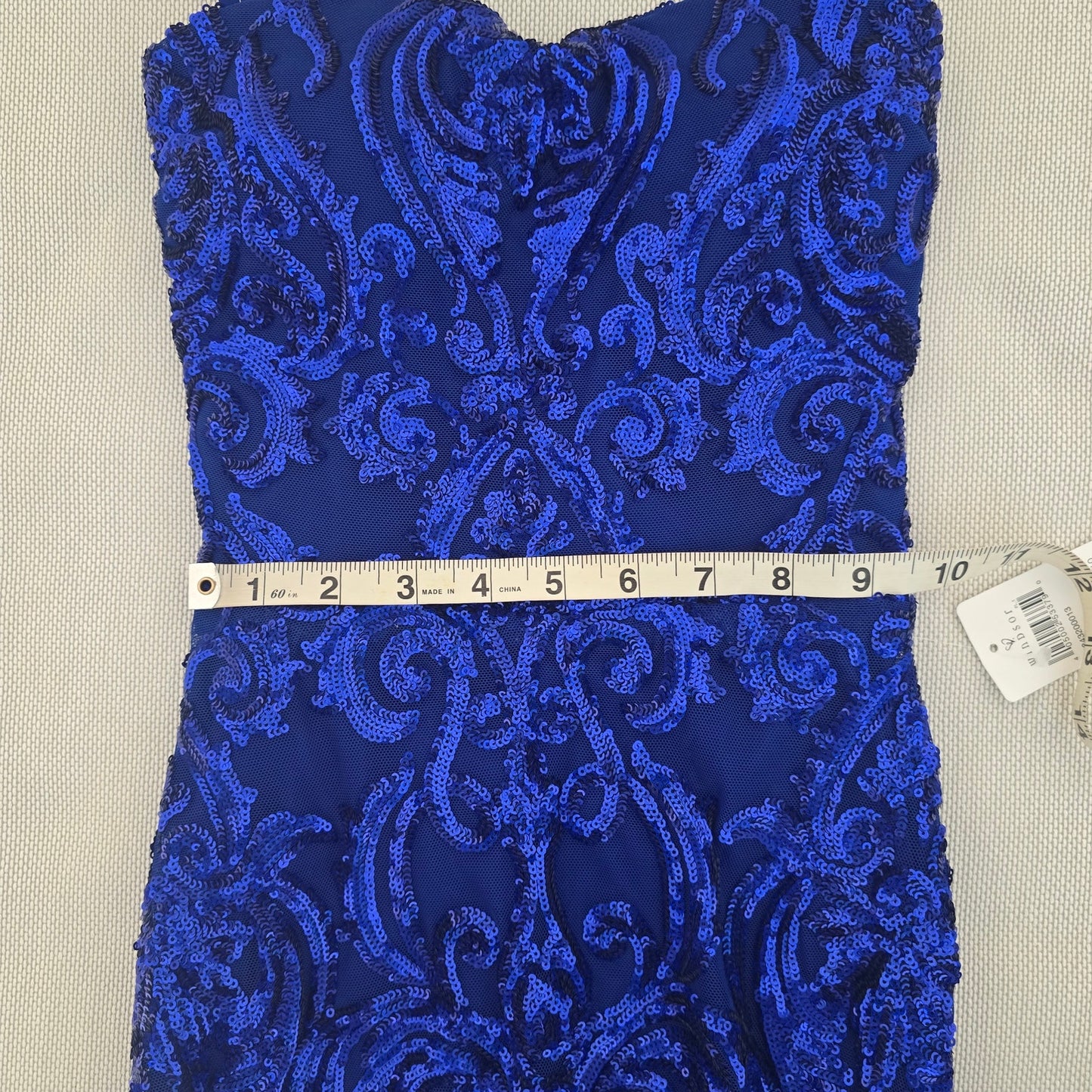 Delaney Royal Blue Lace-Up Mermaid Sequin Formal Formal Dress Size XS (748)