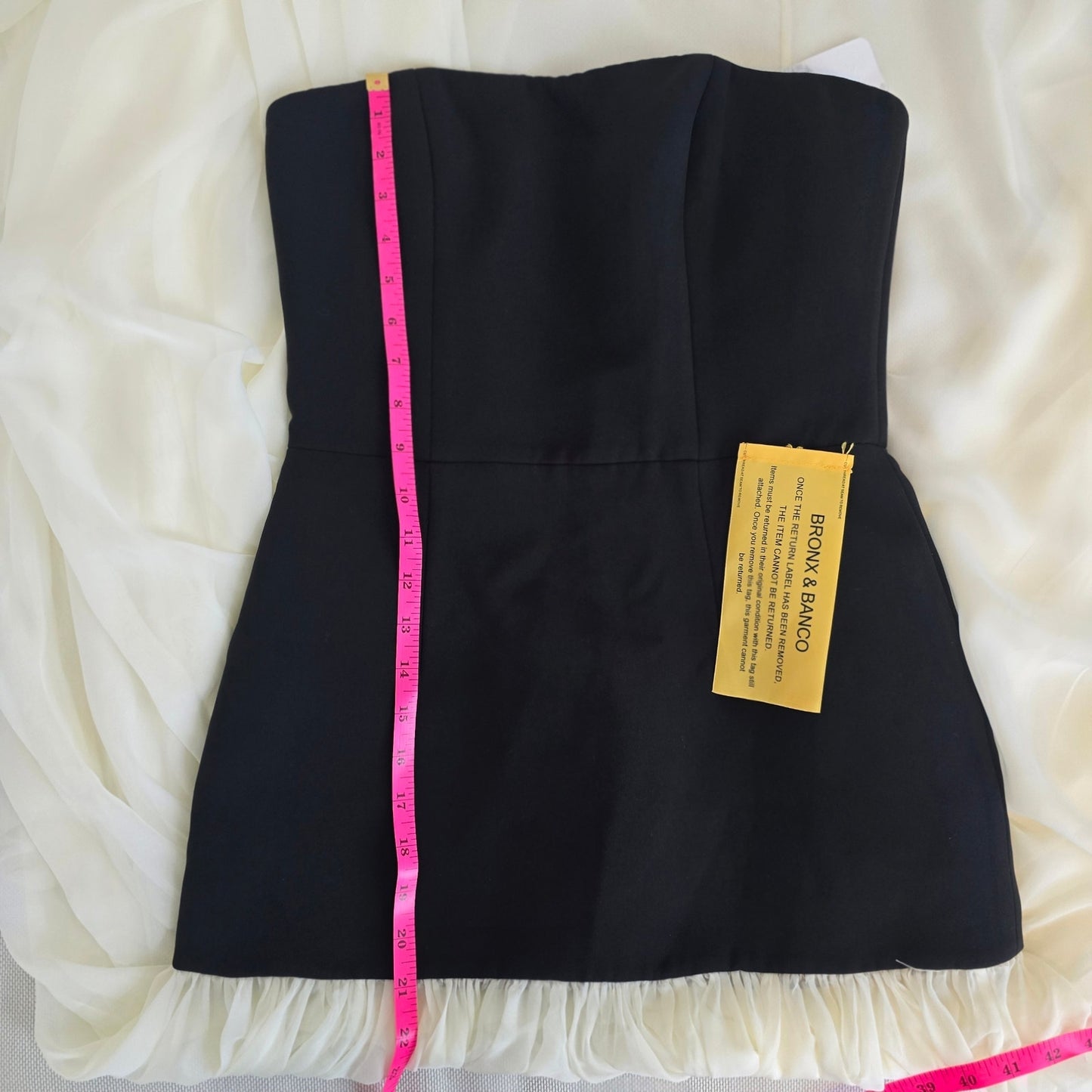 Bronx and Banco Adrian Strapless Drop-Waist Sheer bottom Maxi Dress Sz 6 Medium
