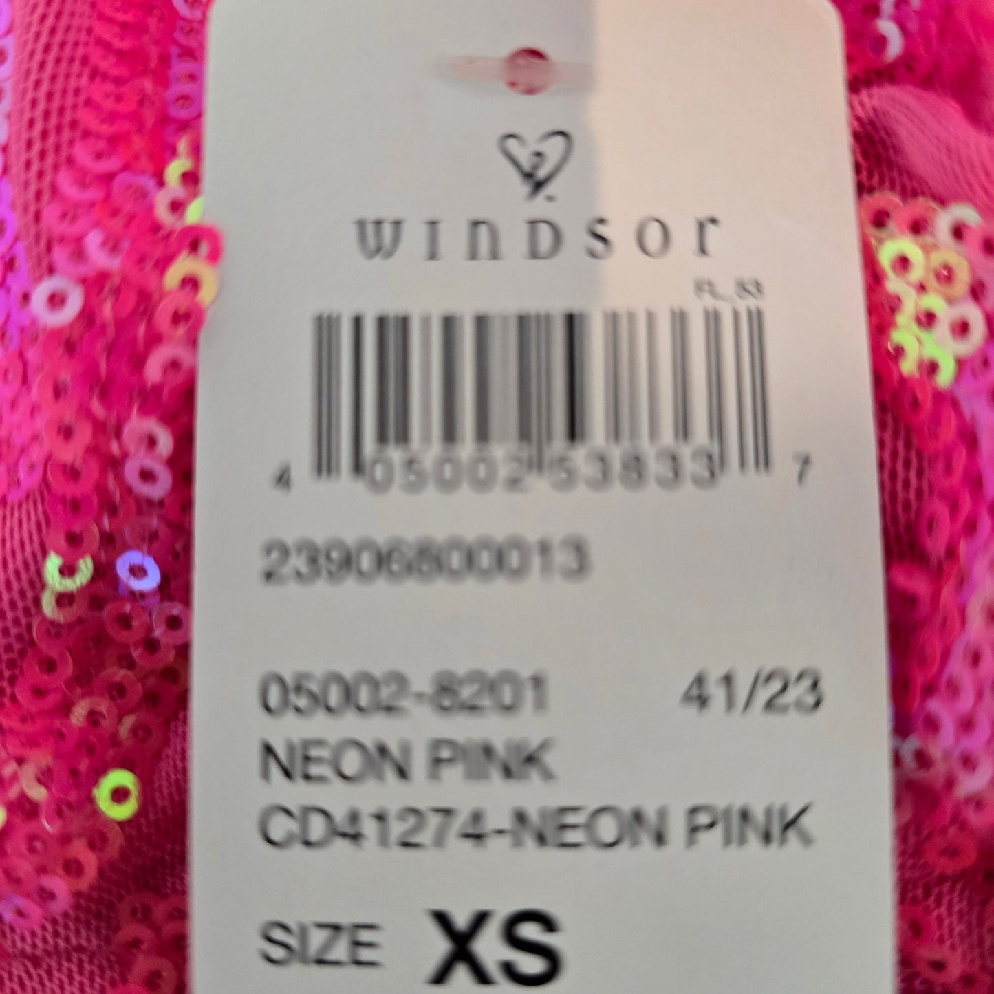 Julissa NEON PINK V-Neck Sequin Mesh Mermaid Dress Sz XS