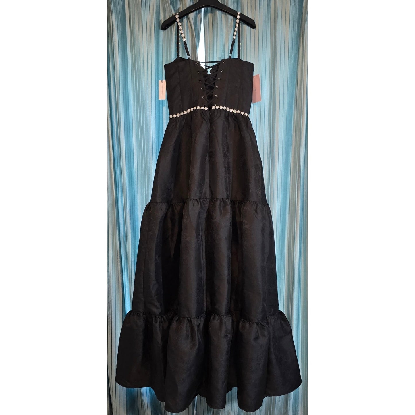 V. Chapman The Lucetta Gown Dress in Black Windsor Brocade Sz 8