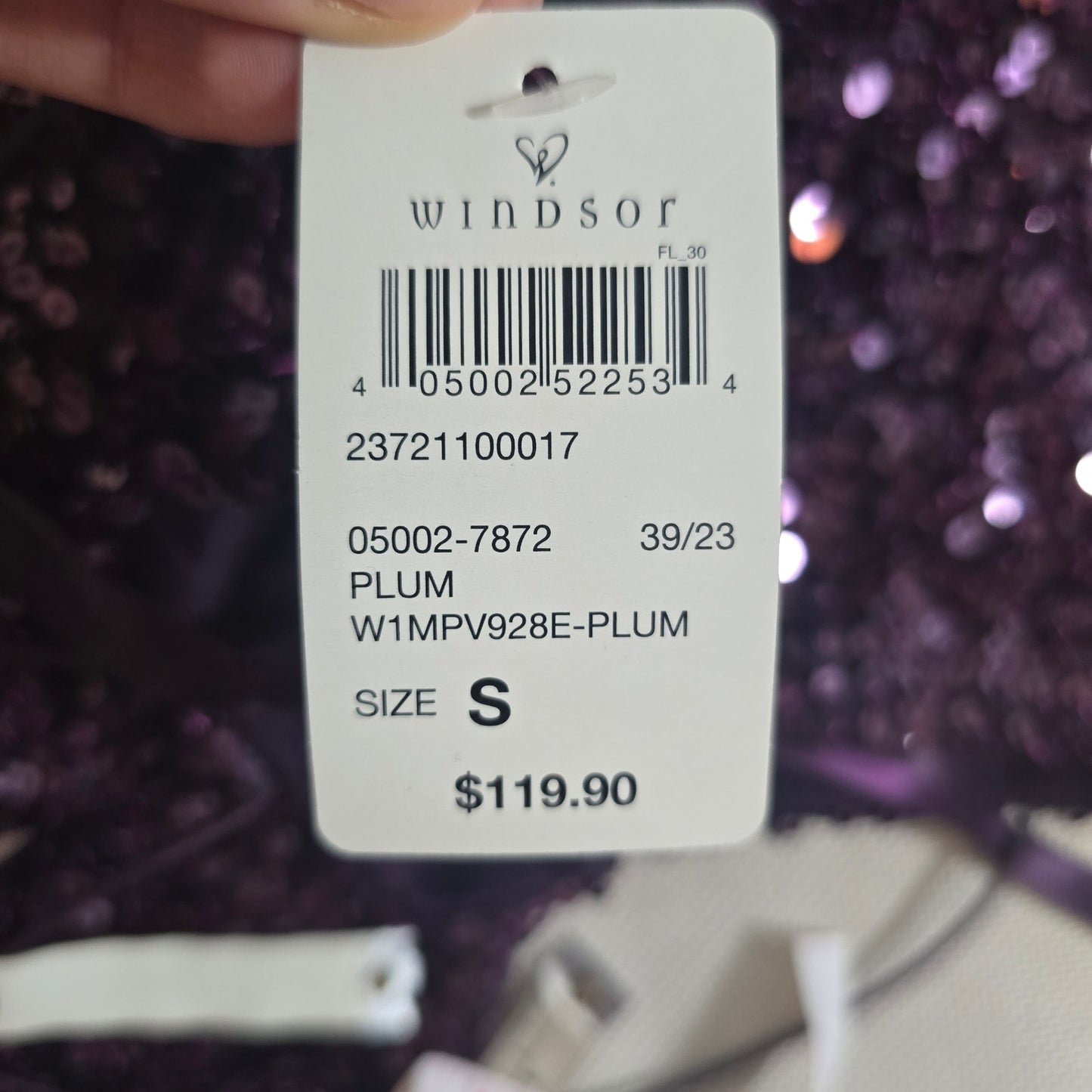 Plum Esperanza Formal Sleeveless A-line Front Slit Sequin Long Dress Sz S