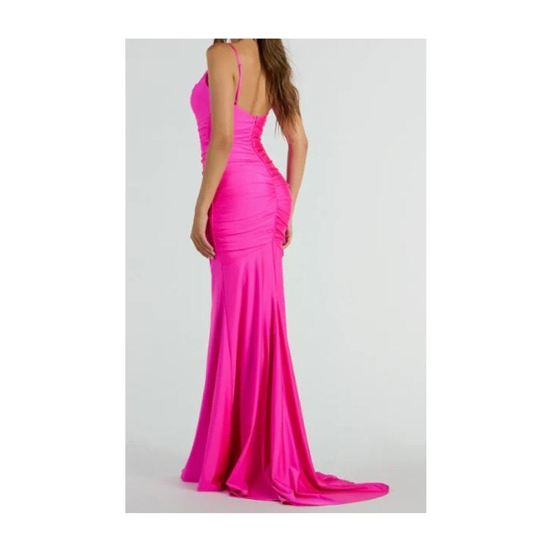 Jamie Formal Neon Pink Fitted Cowl Neck Mermaid Long Dress Sz XS (750)