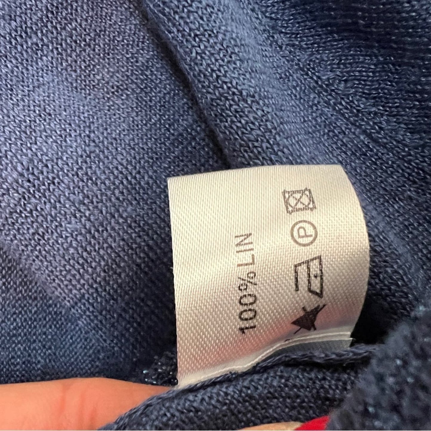 ALBERTOBINI Blue Linen Long Sleeve V Neck Top (165)