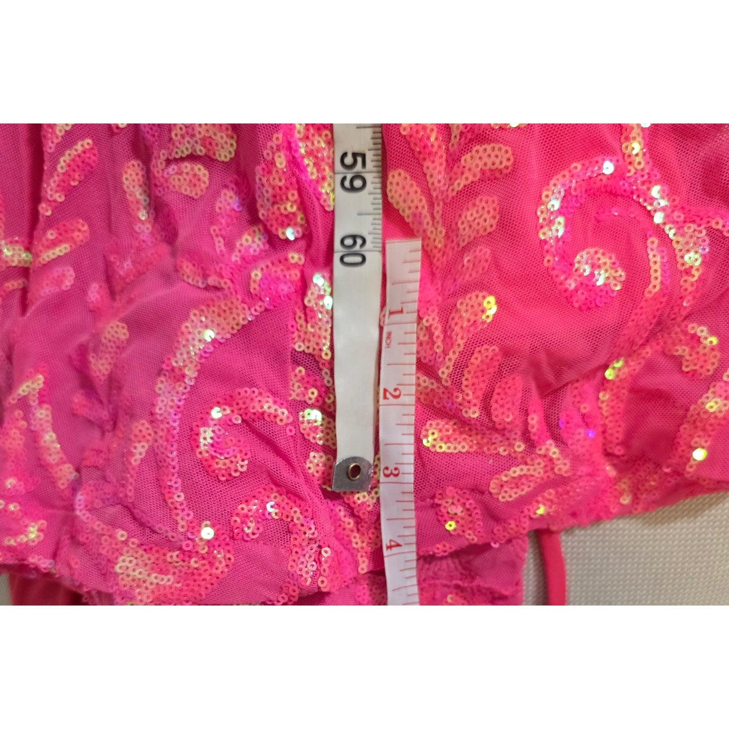 Julissa NEON PINK V-Neck Sequin Mesh Mermaid Dress Sz XS