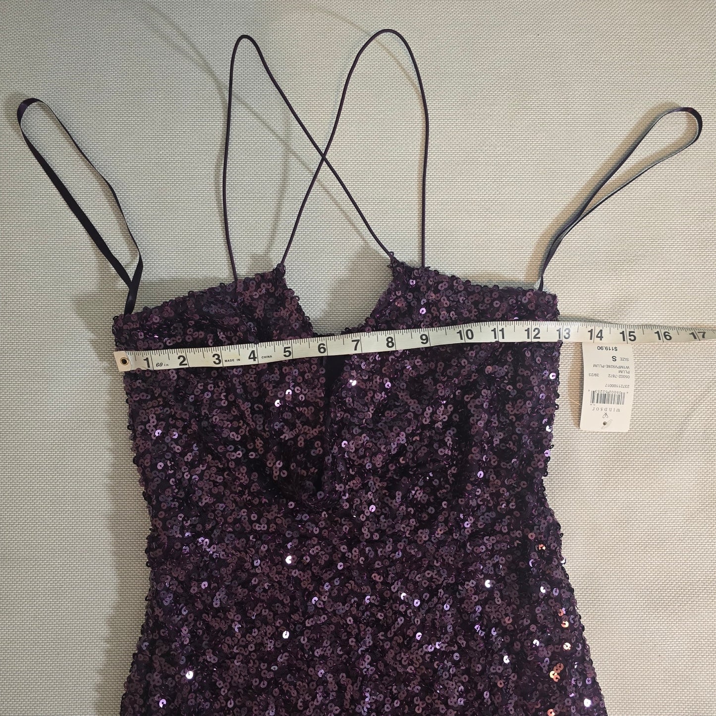 Plum Esperanza Formal Sleeveless A-line Front Slit Sequin Long Dress Sz S