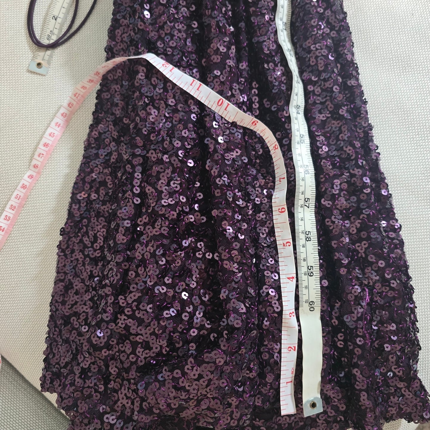 Plum Esperanza Formal Sleeveless A-line Front Slit Sequin Long Dress Sz XS